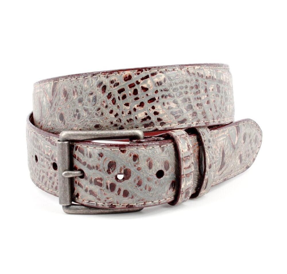 Torino Italian Crocodile Embossed Calfskin Belt Men’s Sz 44 Taupe Leather Casual